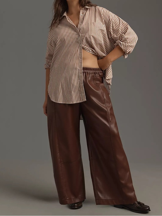 Anthropologie Pants - Pilcro The Izzie Relaxed Pull-On Barrel Pant Trousers Faux Leather Anthropologie